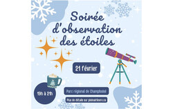 Affiche : Soirée d’observation des étoiles, le 21 février. Photo : Corporation plein air de la Lièvre