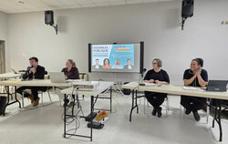Aylmer's four city councillors held their first joint public assembly March 16, covering a packed agenda of neighbourhood projects, recreational facilities, and upcoming events while opening the floor to residents with questions. Photo: Tashi Farmilo