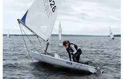 Sailor fighting some good wind during the 2023 FestiVoile competition. Photo: Christian Rochefort