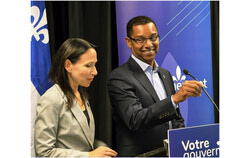Quebec's minister responsible for social services and the fight against homelessness, Lionel Carmant, and Hull MNA Suzanne Tremblay announced on July 6 that 50 Outaouais households at risk of losing their homes will be matched with subsidized housing units and that the region's Urgence Dépendance service will double to 10 beds, part of a provincial effort to keep vulnerable residents off the street. Photo: Tashi Farmilo